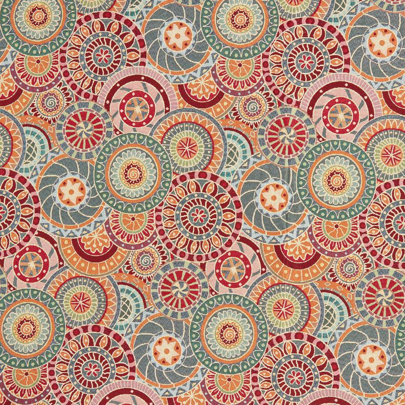 Dekorationstyg Gobeläng färgglada cirklar – kaminrött/ljusbeige,  image number 1
