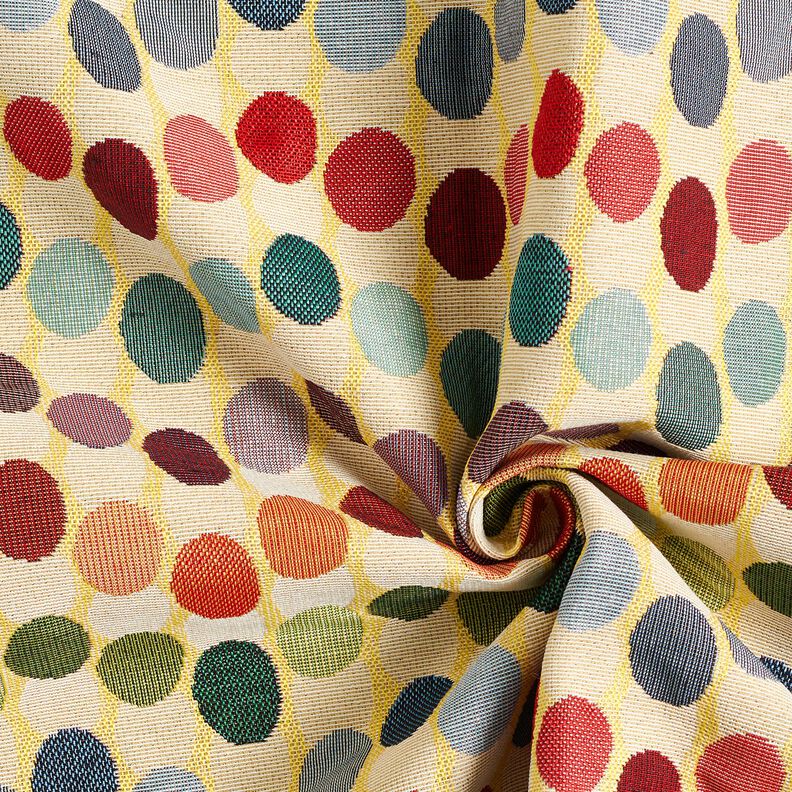 Dekorationstyg Gobeläng Vågpunkter – ljusbeige/blå,  image number 3