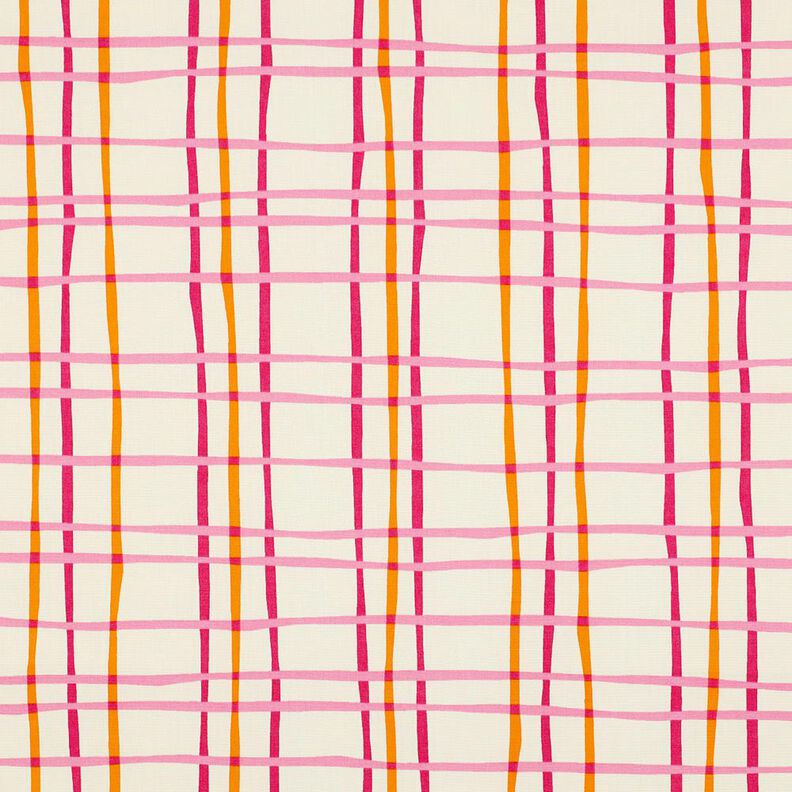 Bomullspoplin Vågiga rutor | Poppy Fabrics – kräm/rosa,  image number 1