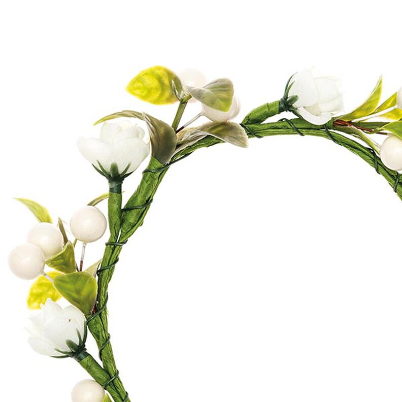 Dekoration Blomsterkrans med bär [Ø 9 cm/ 14 cm] – vit/grön,  image number 2
