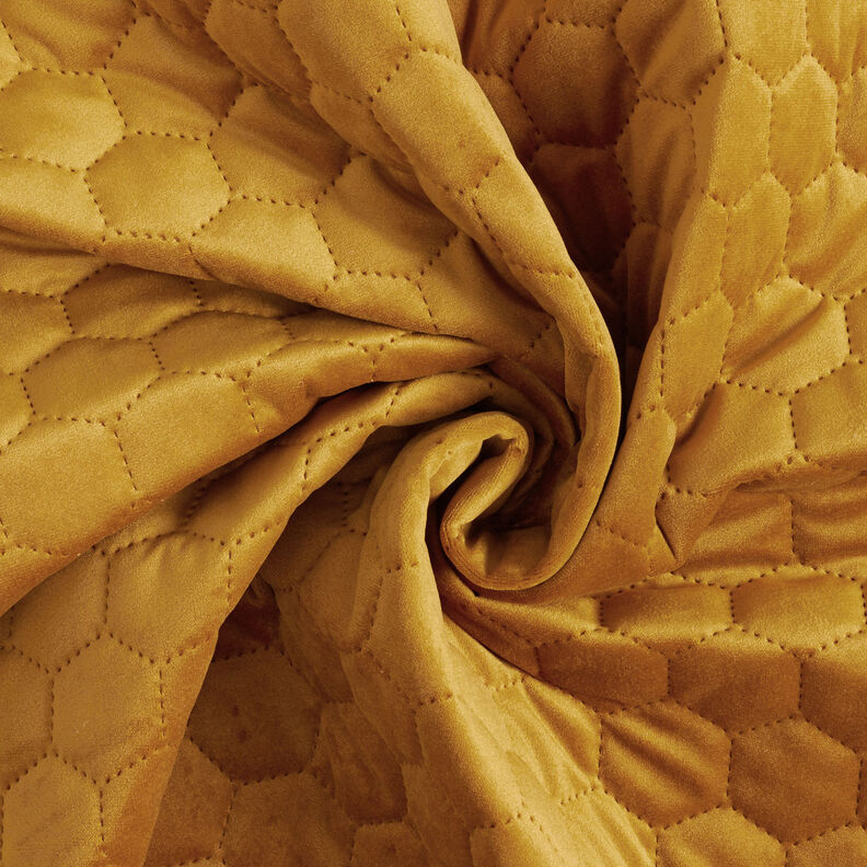 Stoppningstyg quiltad sammet vaxkakor – senap,  image number 3