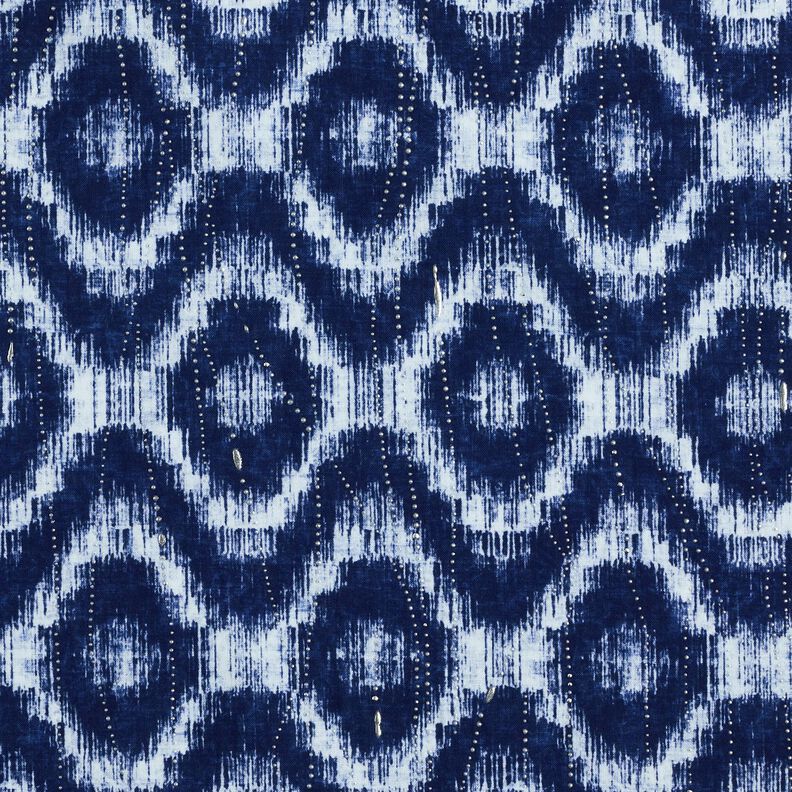Bomullspoplin Diamanter & glitterdroppar – indigo/vit, image number 1