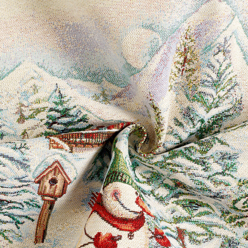 dekorationspanel Gobeläng Snögubbe – karminröd/ljusbeige, image number 3