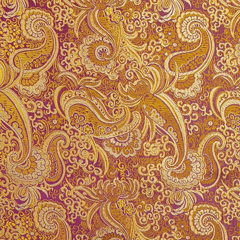 Jacquard för kläder Metallic paisley – lila/guld,  image number 1