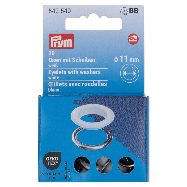 Öljetter med brickor [20 stycken | Ø 11 mm] | Prym – vit/silvermetallic,  image number 1