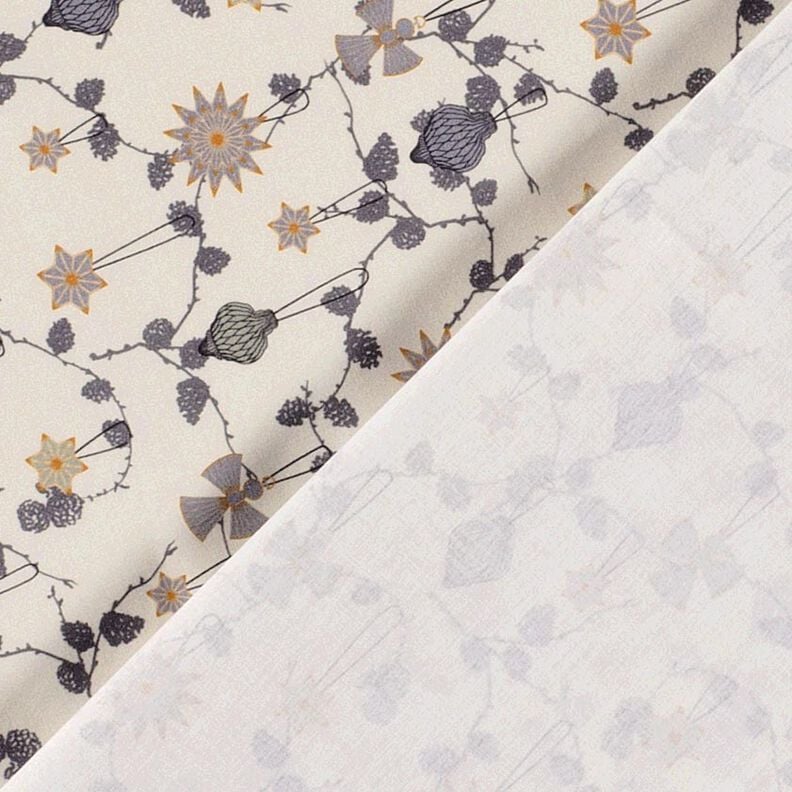 Bomullstyg Poplin skandinaviska julgransdekorationer – ljusbeige,  image number 4