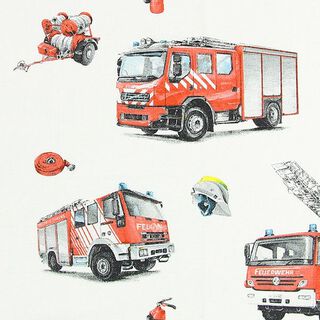 Bomullstyg Kretong Brandkåren – vit/rött, 
