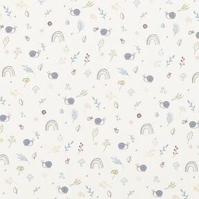 Bomullsjersey sn&auml;ckor, svamp och regnb&aring;gar &ndash; yllevit, 