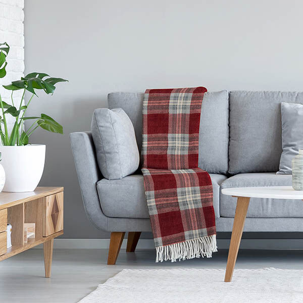 Mysfleece rutor – kaminrött/ljusgrått, image number 6