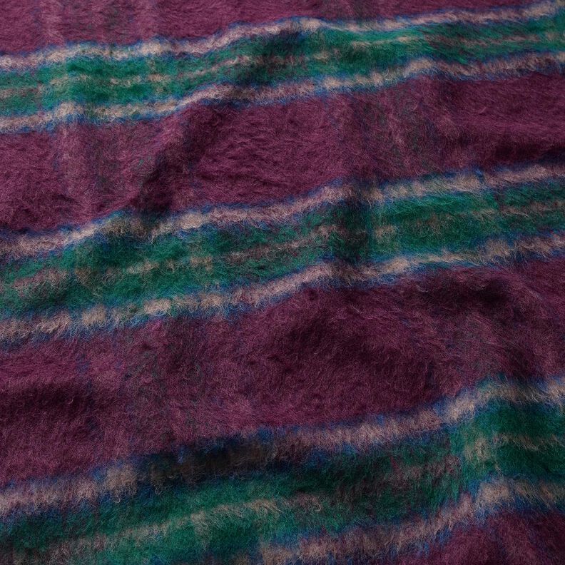 Rocktyg Woll-Mix borstat rutmönster – merlot/blågran,  image number 2