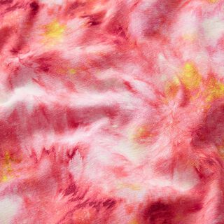 GOTS Bomullsjersey neon batikmoln Digitaltryck – körsbärsröd/gul, 