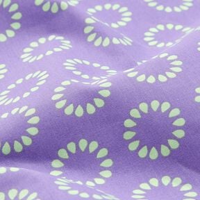 Behandlad bomull Färgglada cirklar – lavender/majgrön, 