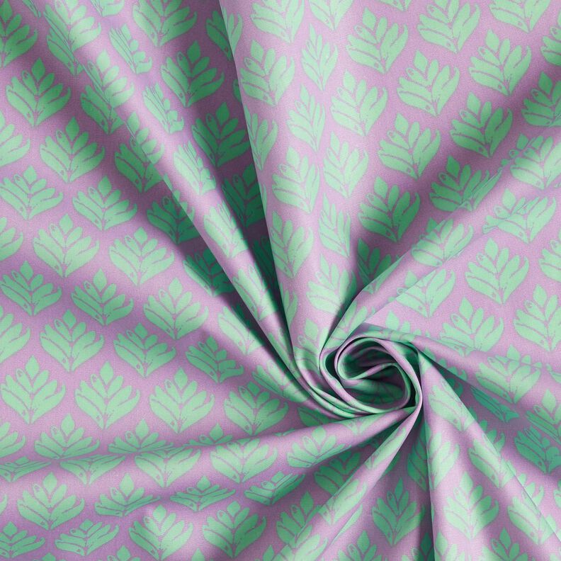 Behandlad bomull Abstrakta solfjädrar – pastellviolett/mint,  image number 3