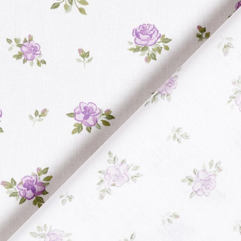 Bomullspoplin ljuva rosor – lavender/vit,  image number 4
