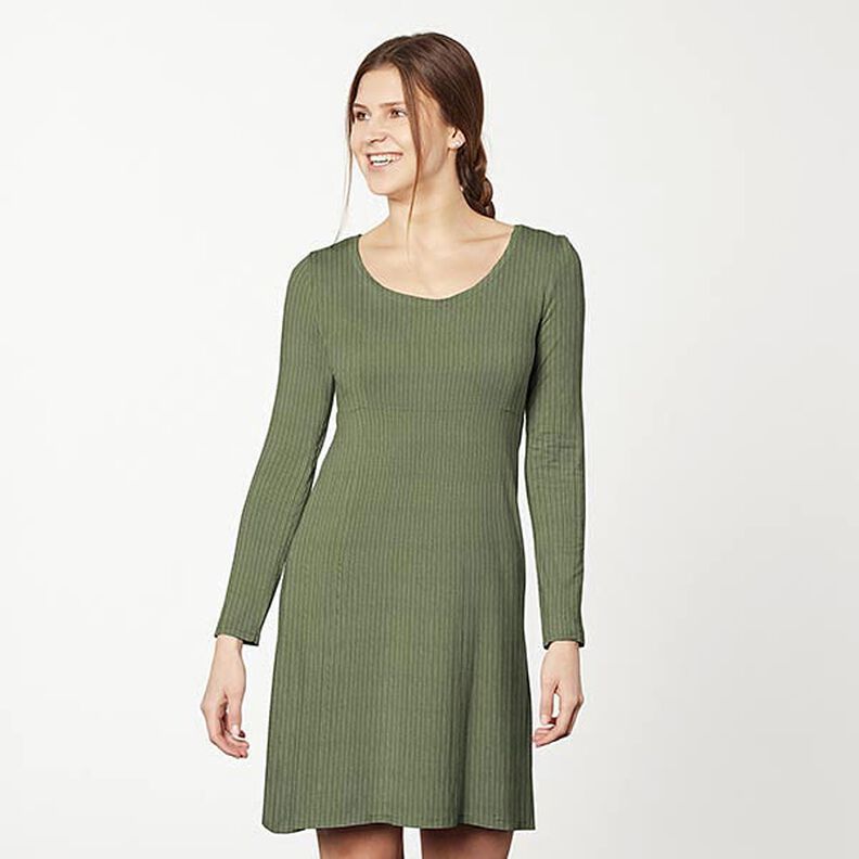 Ribbad jersey Enfärgad – oliv,  image number 10