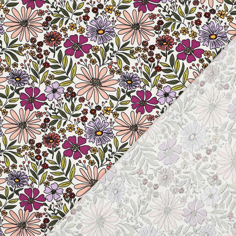 Bomullsjersey Blomsterhav | Poppy Fabrics – yllevit/fläder,  image number 4