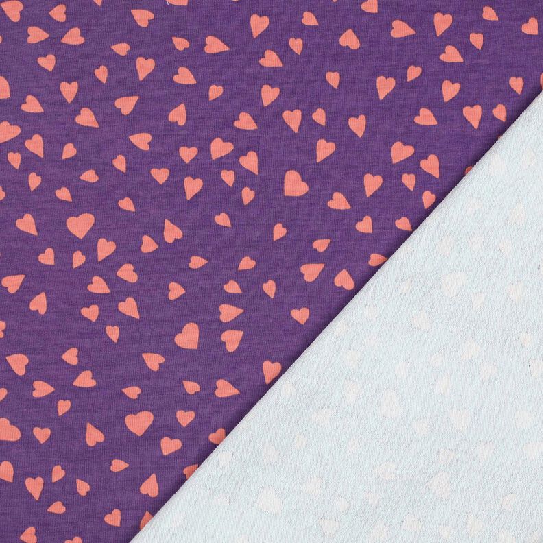 Sommarsweat hjärtan | Poppy Fabrics – lila/gammalrosa,  image number 3