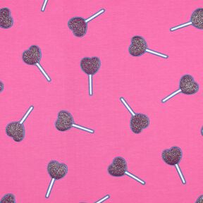 Bomullsjersey Glittriga hjärtklubbor | Poppy Fabrics – pink, 