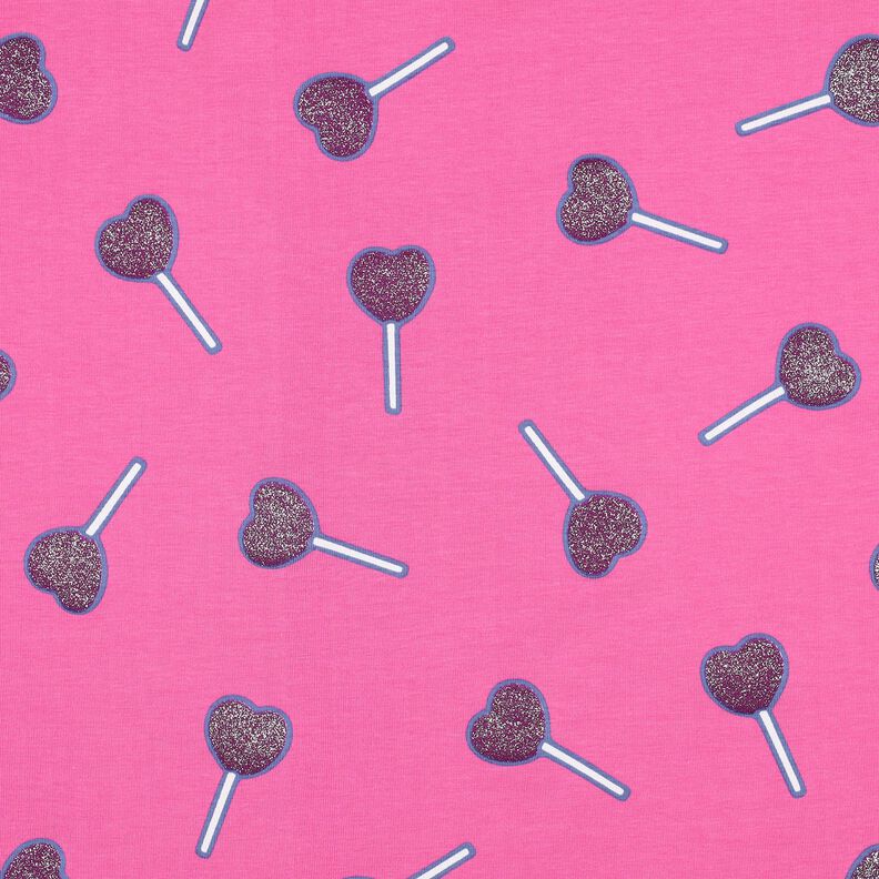 Bomullsjersey Glittriga hjärtklubbor | Poppy Fabrics – pink, image number 1