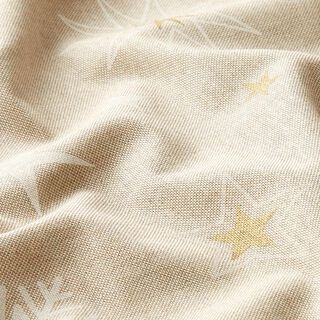 Dekorationstyg Halvpanama Skimrande stjärnor – guld/vit, 