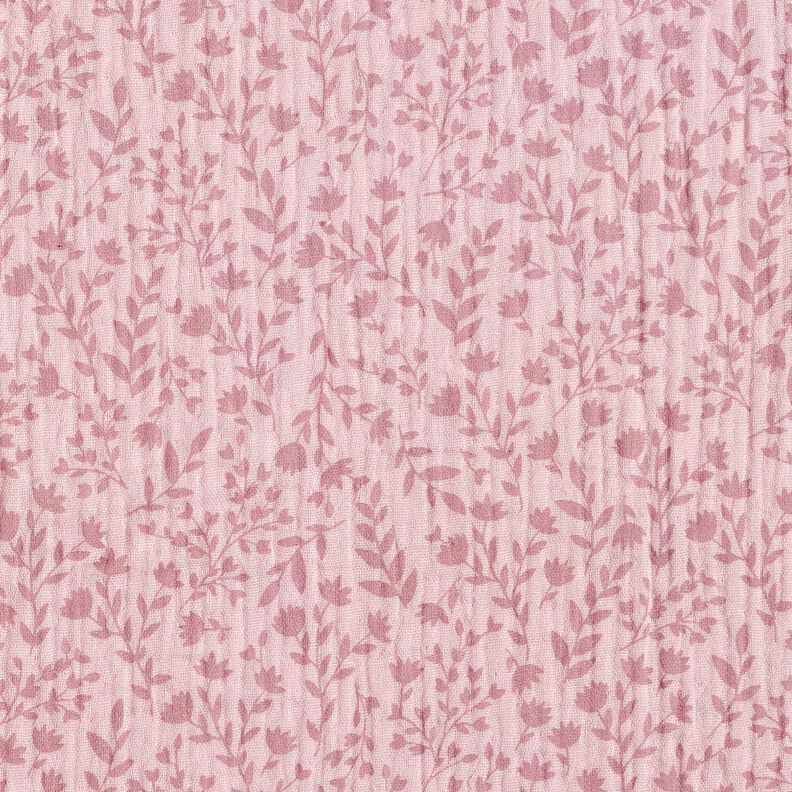 Muslin/Dubbel-krinkelväv tvåfärgade blomrankor – ljus gammalrosa,  image number 1