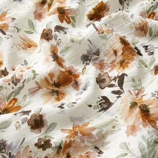 Muslin/Dubbel-krinkelväv akvarell blomsteräng Digitaltryck – yllevit, 