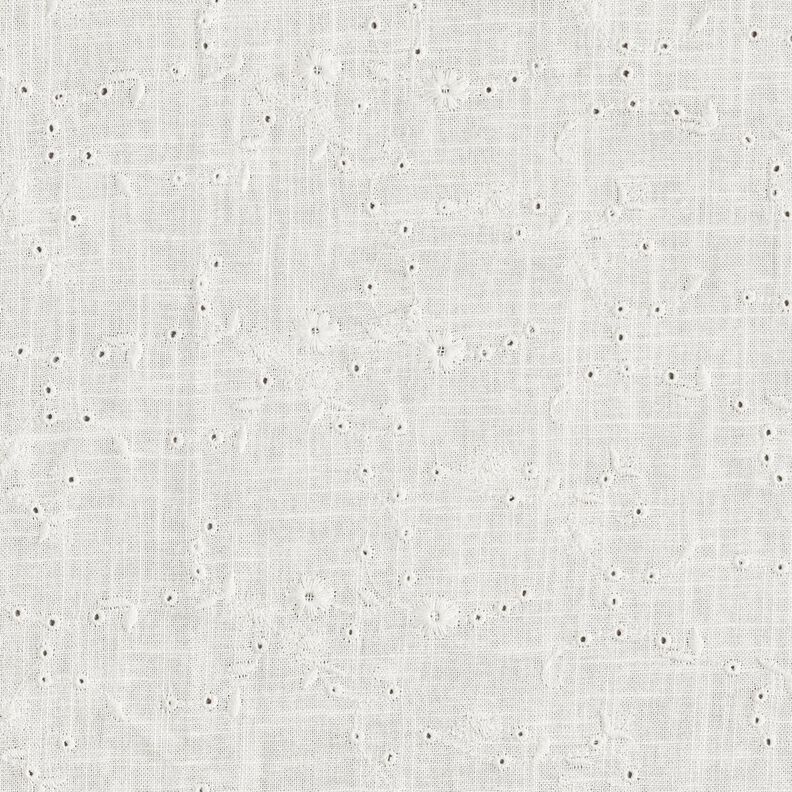 Viskos-linne-mix Engelskt broderi Blomrankor – elfenbensvit,  image number 1