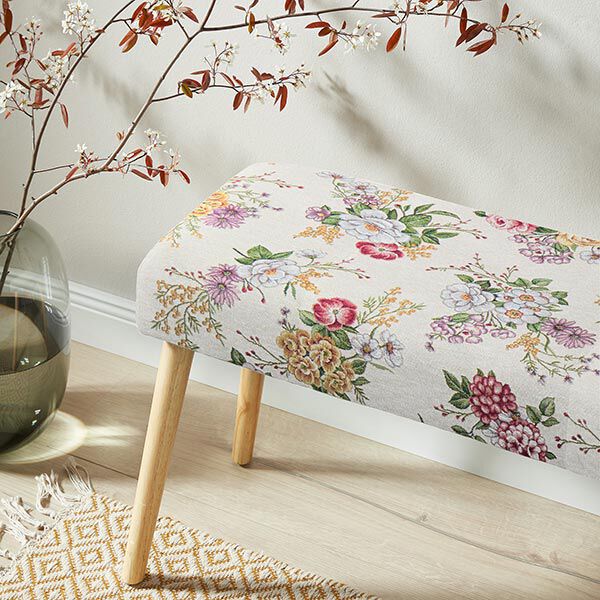 dekorationstyg gobeläng blandade blommor – yllevit/fläder, image number 6