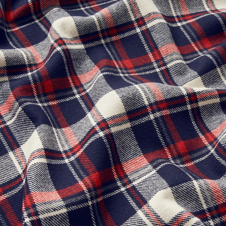 Bomullsflanell rutigt – svartblå/karminröd,  image number 2