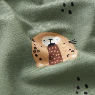 Bomullsjersey leopardansikten  – pinjegrön, 