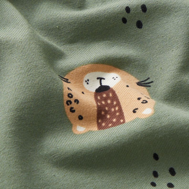 Bomullsjersey leopardansikten  – pinjegrön,  image number 2