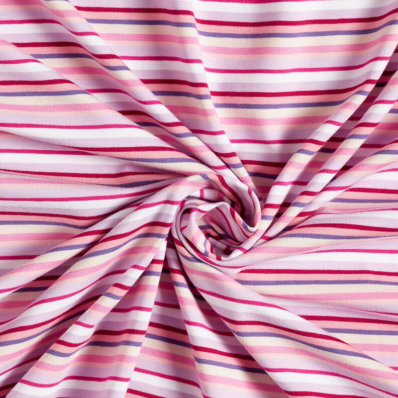 Bomullsjersey spiralränder – fläder/pink, image number 3