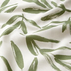 Dekorationstyg Halvpanama minimalistiska blad – pinjegrön/natur, 