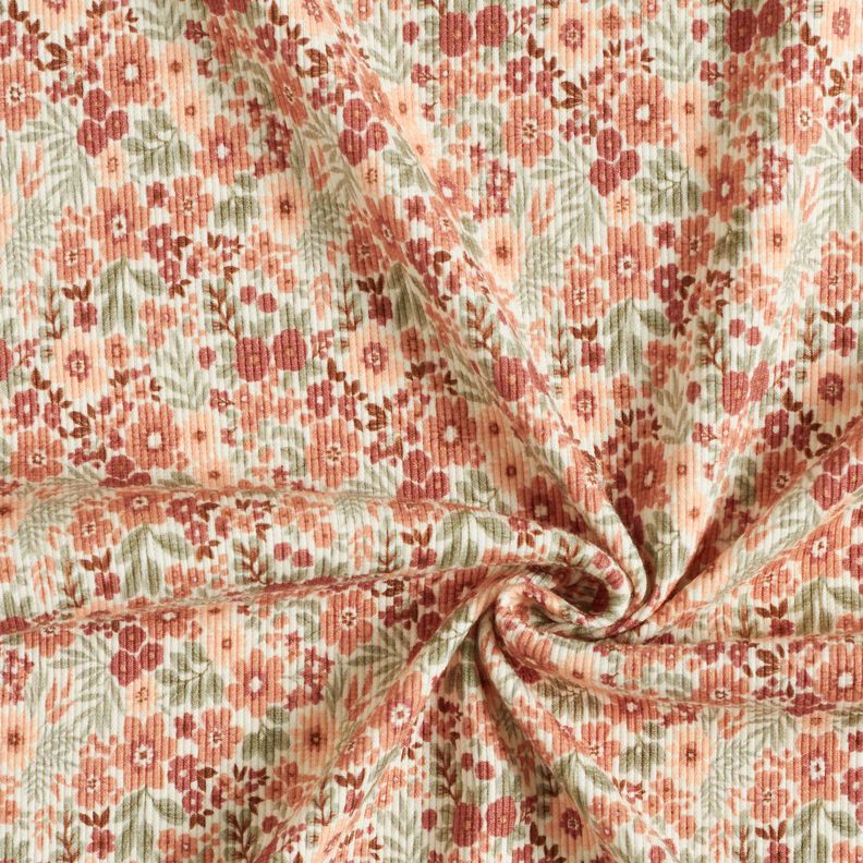 Ribbad jersey Blomsteräng – yllevit, image number 3
