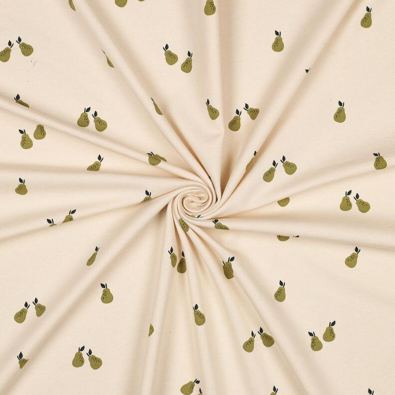GOTS Bomullsjersey päron | Poppy Fabrics – ljusbeige/ljusoliv,  image number 3