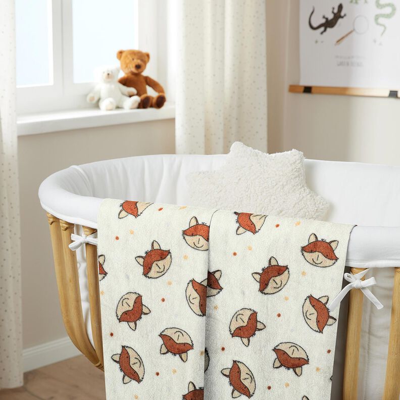 Mysfleece Dubbelsidigt Vänliga rävar – yllevit/brun, image number 5