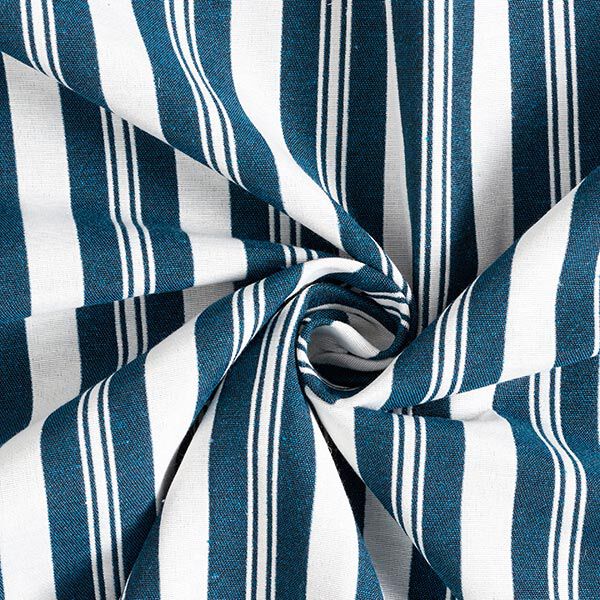 Dekorationstyg Jacquard ränder – havsblå/vit, image number 3