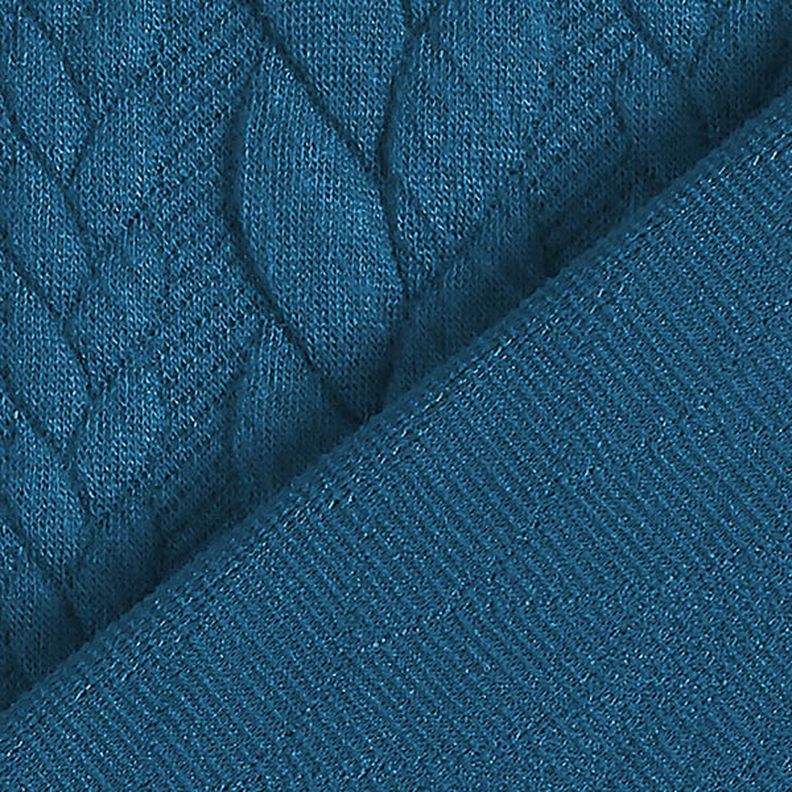 Jerseyjacquard Cloqué Flätat mönster – petrol,  image number 4