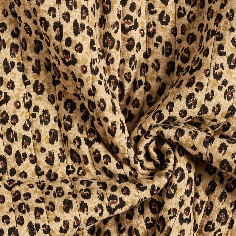 Muslin Quiltat tyg leo-tryck – beige/svart, image number 4