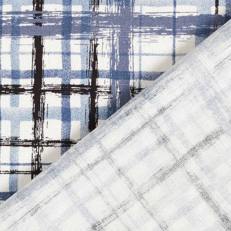 linneviskosmix abstrakta rutor – vit/stålblått,  image number 5