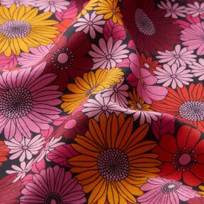 Viskostyg Sommarblommor – eldröd/svart, 