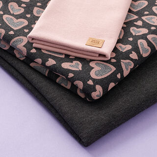 tygpaket sweatshirt glitterhjärtan – antracit/gammalt rosa, 