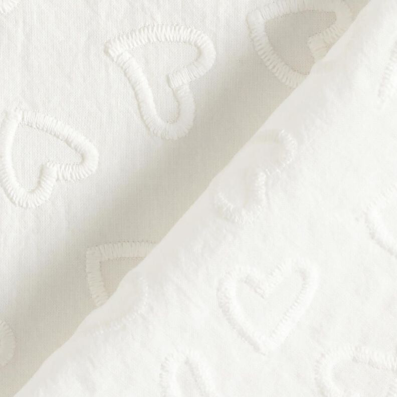 Batist Broderade hjärtan | Poppy Fabrics – elfenbensvit,  image number 4