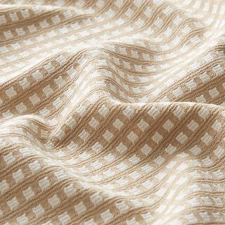 Jacquard jersey viskosmix små rutor – beige/vit, 
