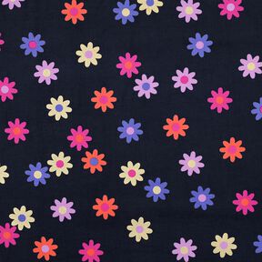 Babymanchester blommor med glittertryck | Poppy Fabrics – marinblå, 