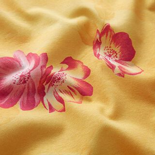 Bomullsjersey stora blommor – gul, 