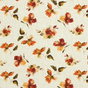 Viskos-linne-mix Akvarellblommor – natur/terracotta, 