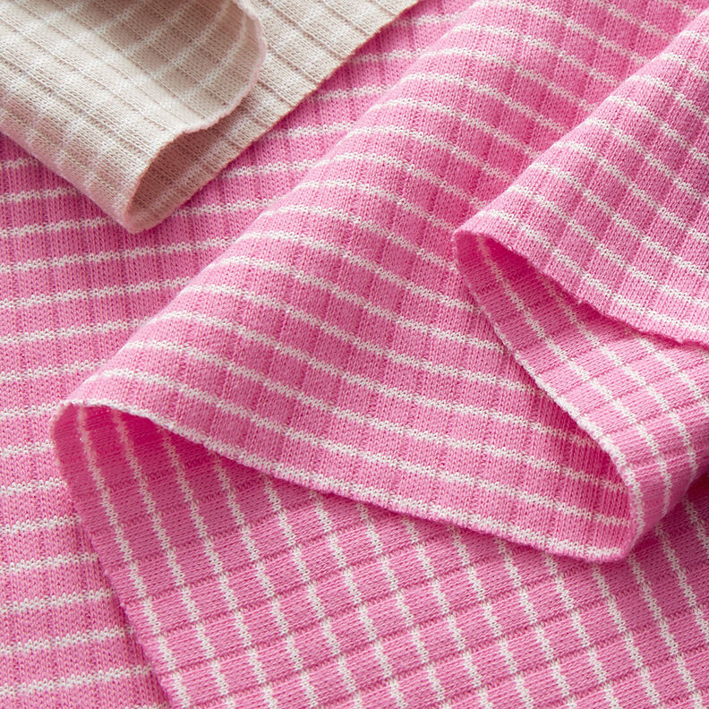 Ribbad jersey miniränder – rosa/vit,  image number 3