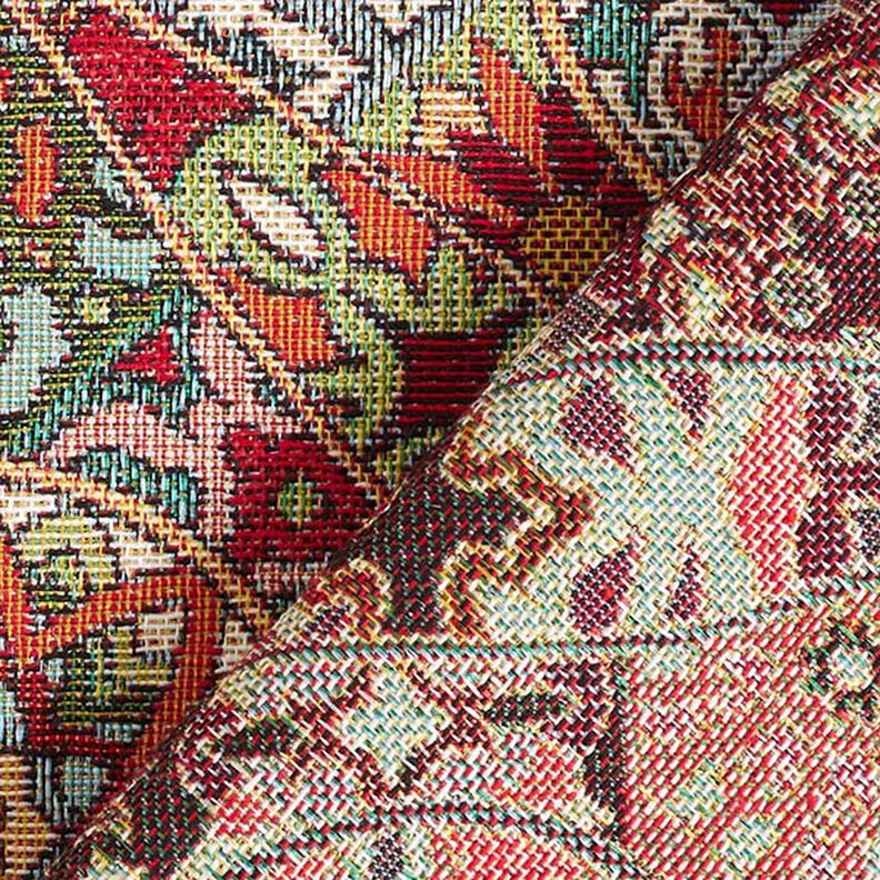 Dekorationstyg Gobeläng sammanflätade ornament – ljusbeige/kaminrött,  image number 4
