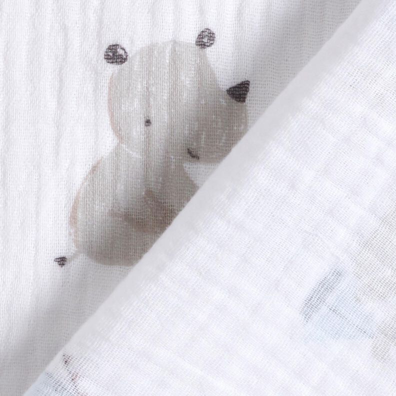 Muslin/Dubbel-krinkelväv Djur och småbåtar – vit/silvergrå,  image number 4